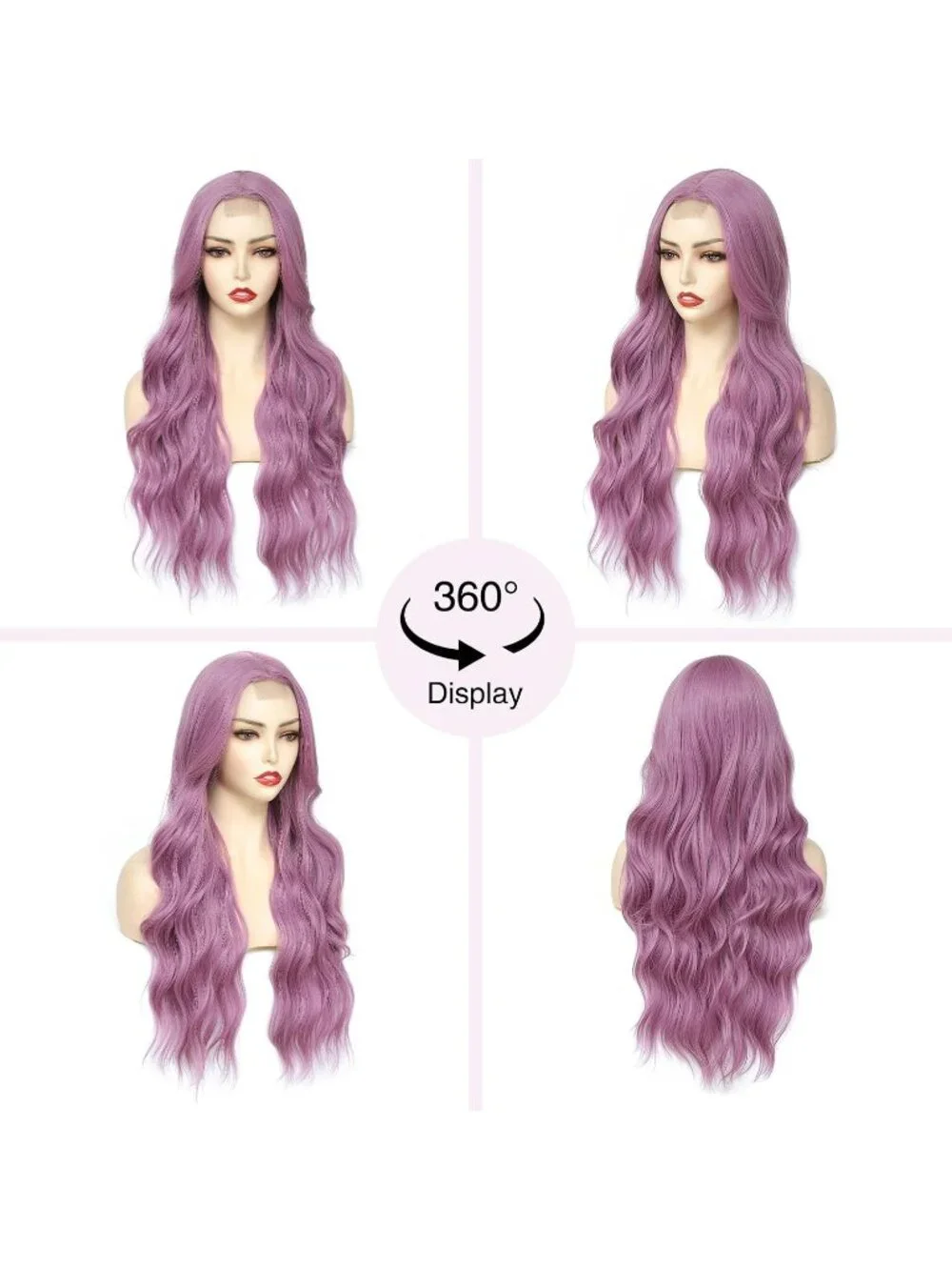 Women's Purple 26 Inch Natural Looking Heat Resistant Long Wavy Wigs